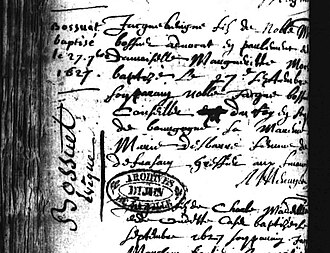Acte de baptême de Bossuet 1627 AD21
