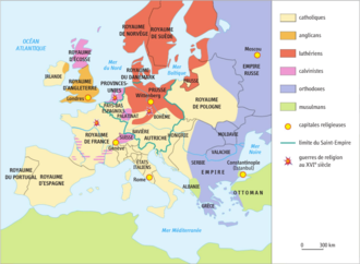 Carte de la diffusion de la Réforme protestante