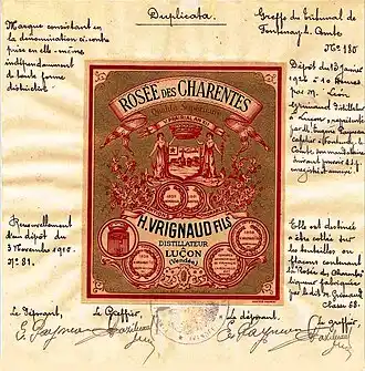 Acte notarié dépôt de marque 1910