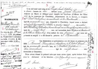 Acte de naissance avec mentions marginales