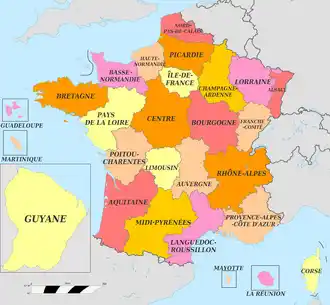 Carte des anciennes régions de France